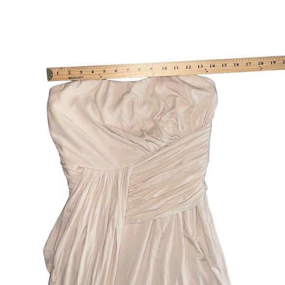 Boston Proper Strapless Drape Mini Dress S Jersey Knit Asymmetric Stretchy Nude - Picture 8 of 15